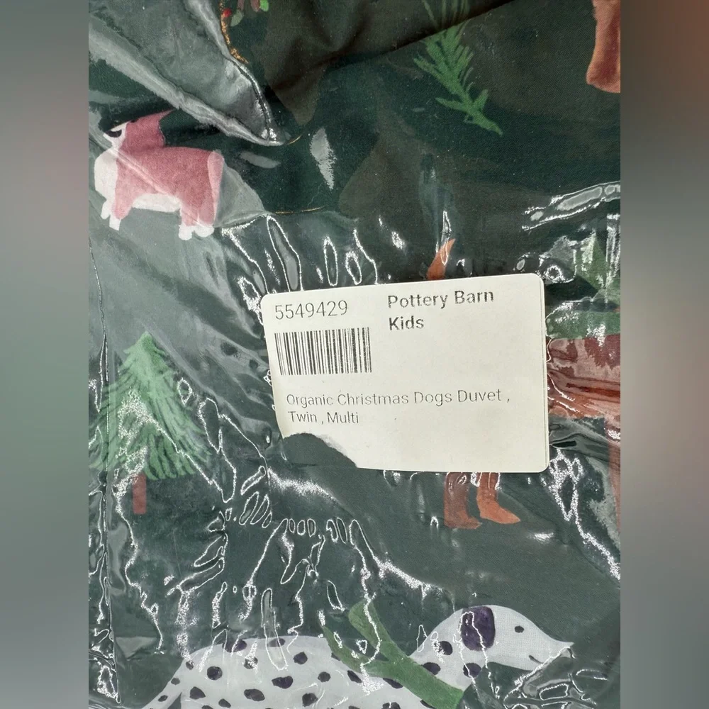 Pottery Barn Kids Christmas Dogs Organic Duvet Cover twin size